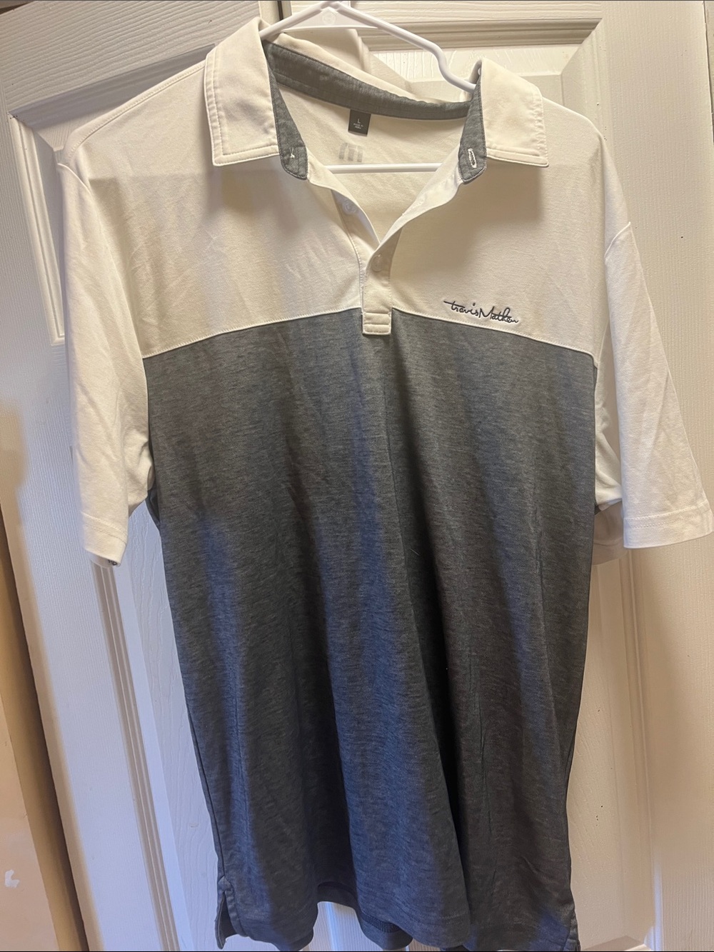 Men's Two-Tone White and Grey Polo Shirt by TravisMathew
